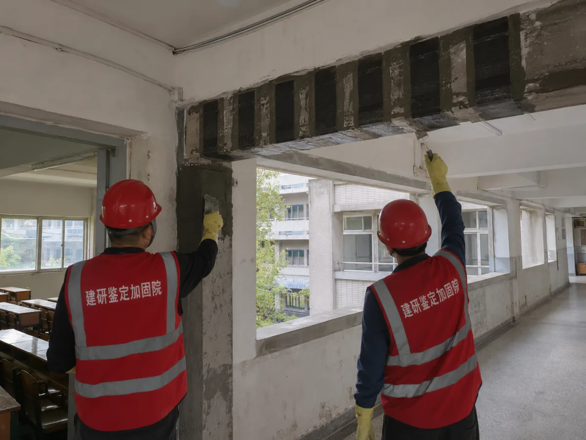 工业厂房改造扩建前梁柱结构现场检查与加固