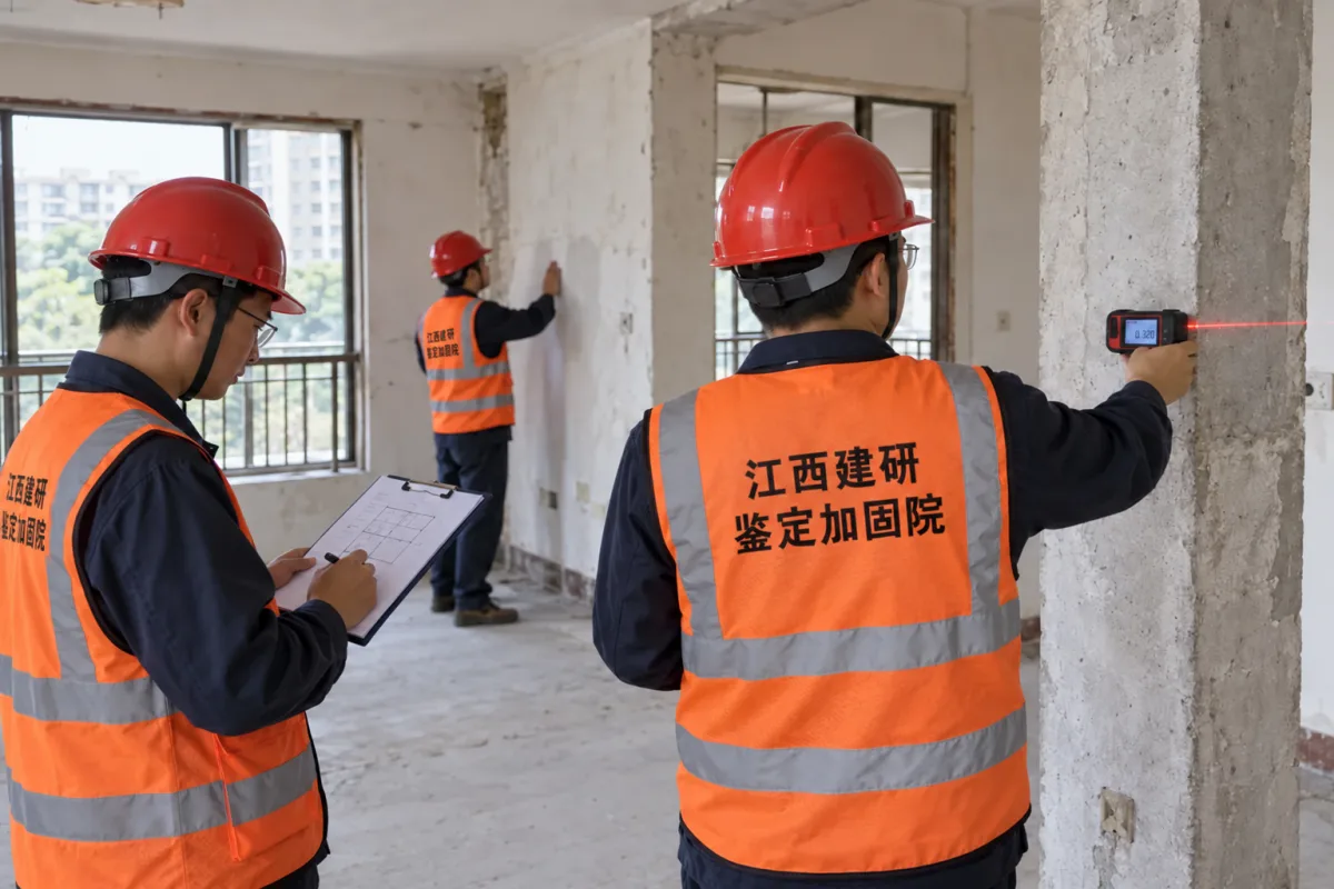 技术人员在无原始图纸条件下测绘房屋结构